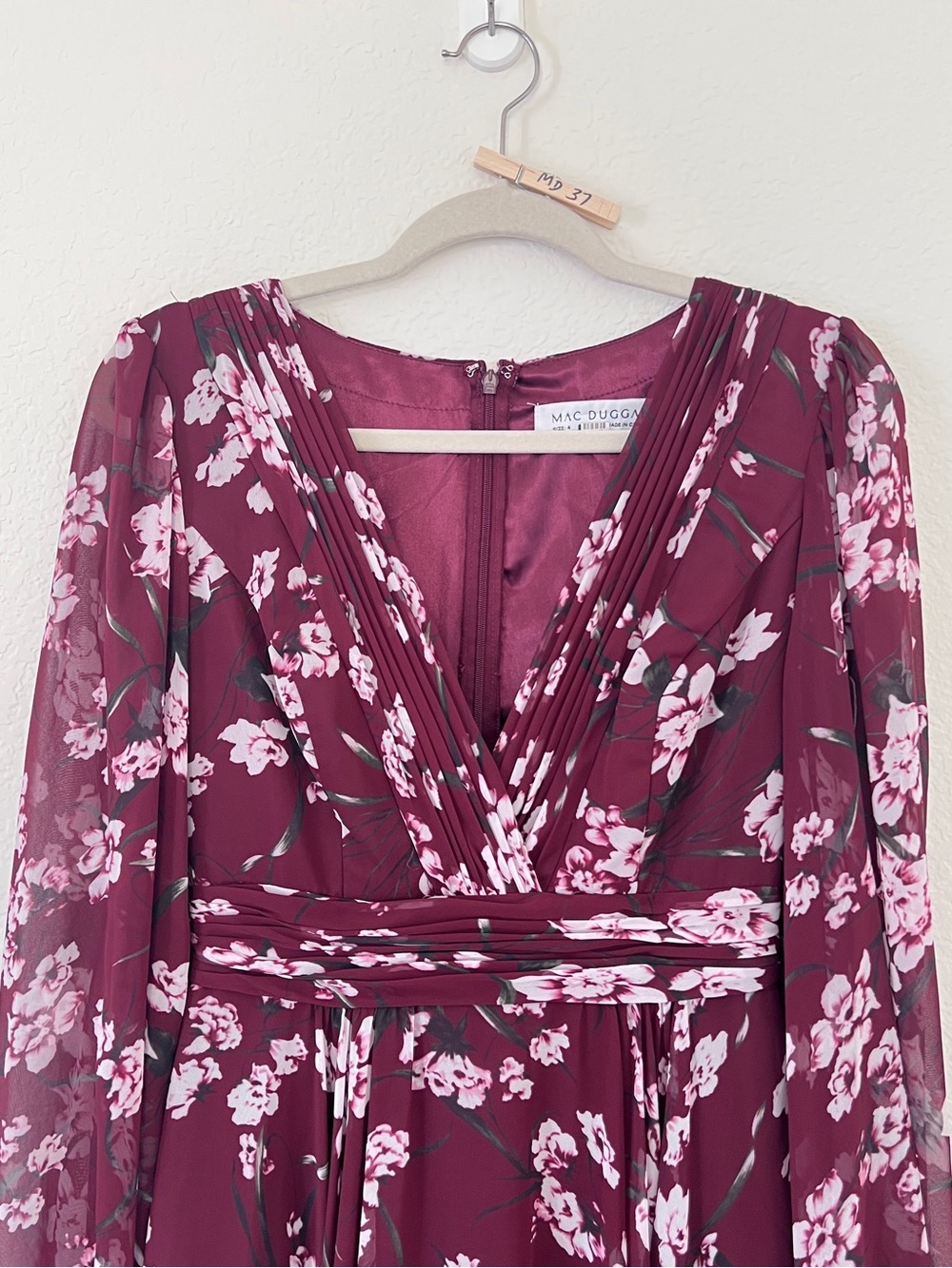 Mac Duggal Wine and Pink Floral Maxi Dress size 4 - Picture 8 of 13